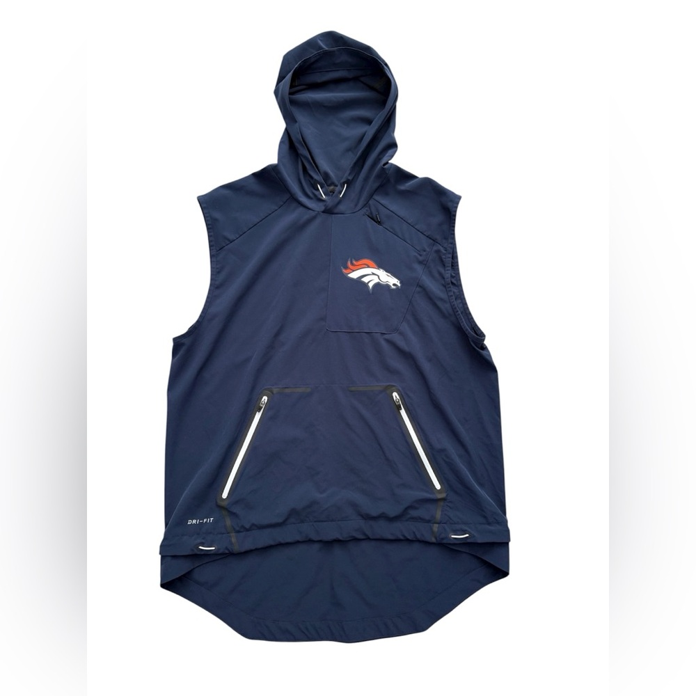 Nike Men's Dark Blue Sleeveless Hooded Denver Broncos Vest Size Large